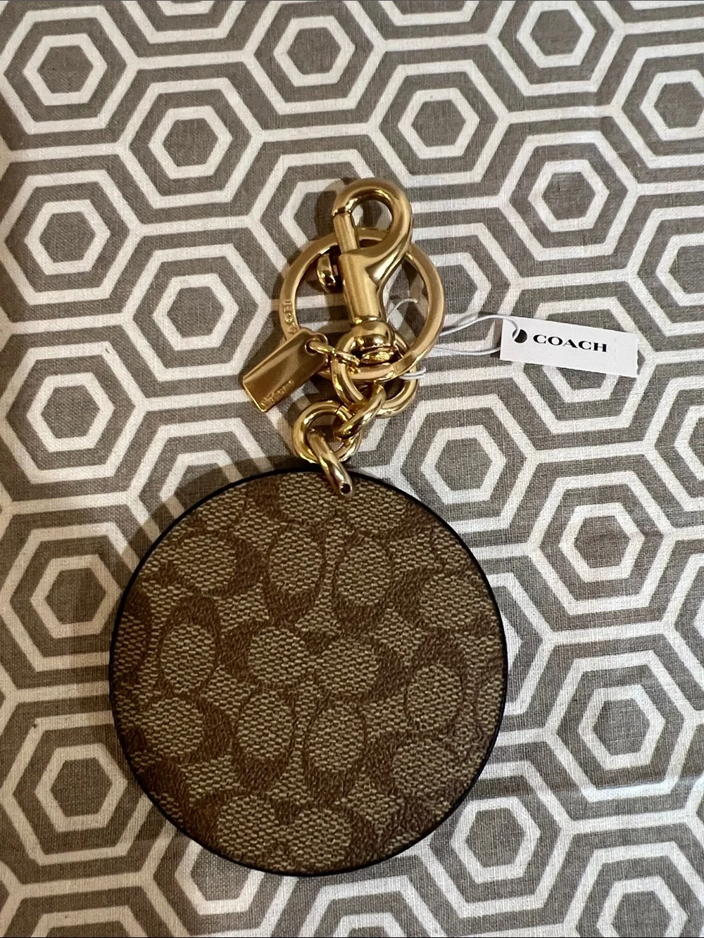 Coach “Bad Girls Club” Leather Circle Key Charm - White & Black